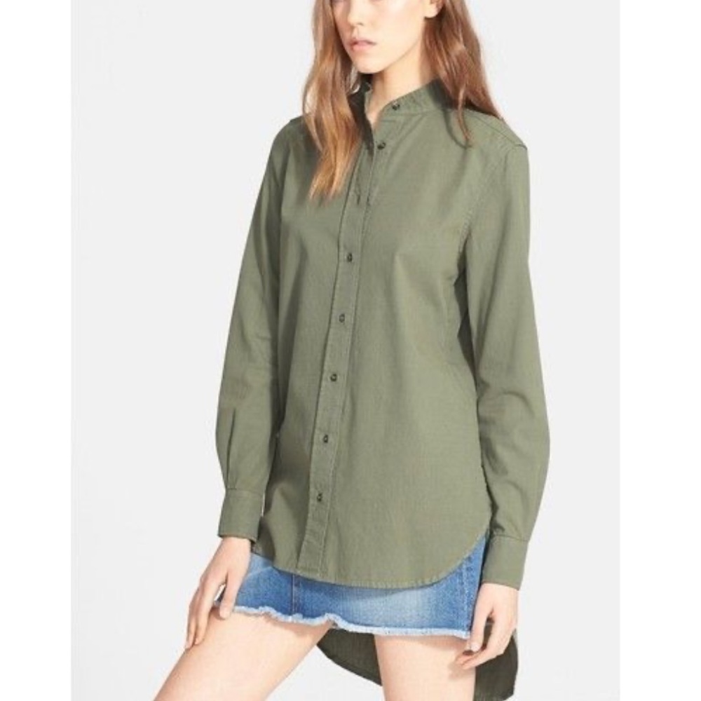 Frame Denim Olive Green Button-Down Shirt